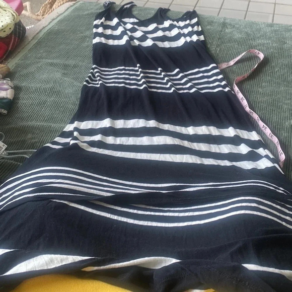 Rip Curl surf black/white striped maxi viscose dress suze large - Picture 3 of 7